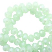 Faceted glass beads 8x6mm disc Meadow green opal-pearl shine coating